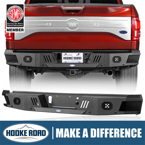 Offroad Rear Bumper w/License Plate Light For 2015-2017 Ford F-150 (Excluding Raptor) - Hooke Road