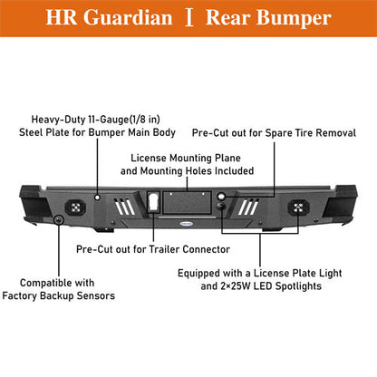 Offroad Rear Bumper w/License Plate Light For 2015-2017 Ford F-150 (Excluding Raptor) - Hooke Road