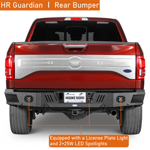 Offroad Rear Bumper w/License Plate Light For 2015-2017 Ford F-150 (Excluding Raptor) - Hooke Road