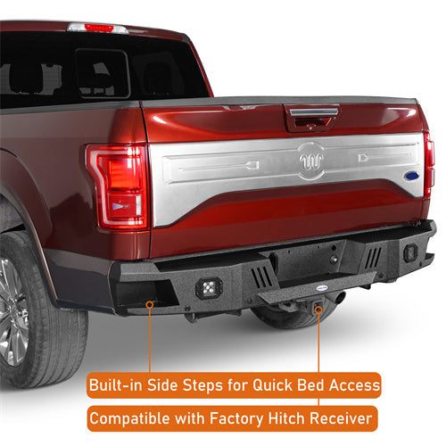 Offroad Rear Bumper w/License Plate Light For 2015-2017 Ford F-150 (Excluding Raptor) - Hooke Road