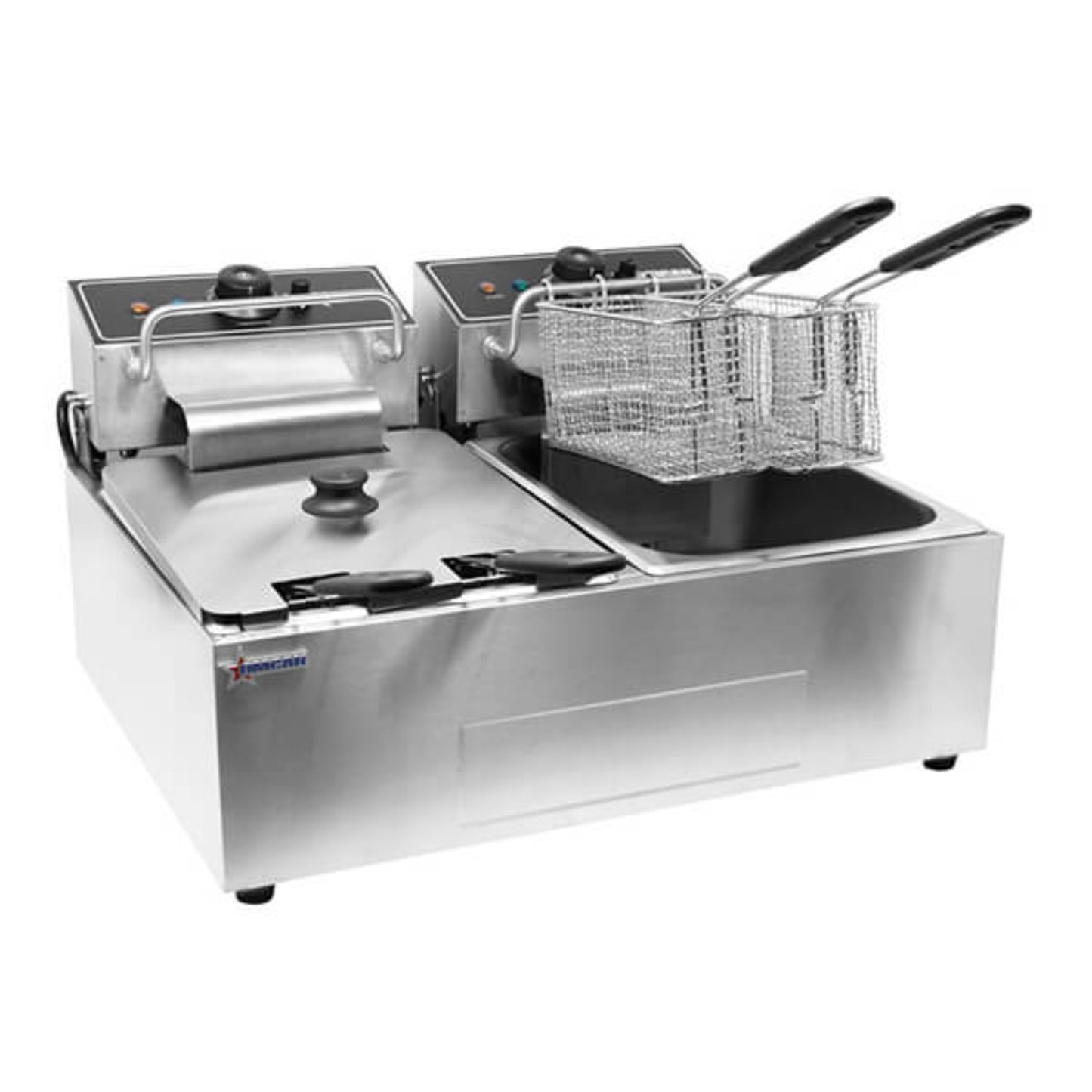 Omcan Double Tank Electric Countertop Deep Fryer - 220V, 2500W - 39372