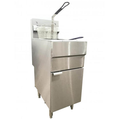 Omcan Natural Gas 40 lb. Stainless Steel Floor Fryer - 90,000 BTU - 44225