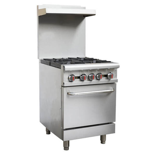 Omcan Natural Gas 4 Burner 24" Range with Standard Oven - 151,000 BTU - Omcan-46024
