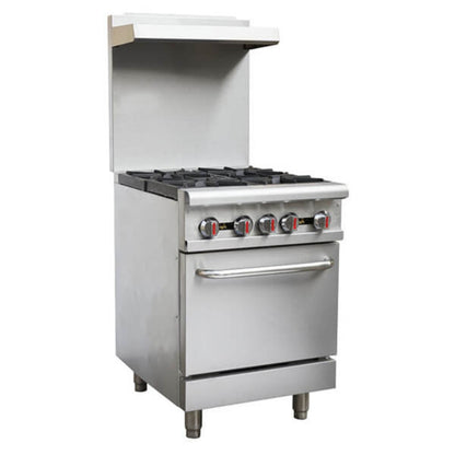 Omcan Liquid Propane 4 Burner 24" Range with Standard Oven - 151,000 BTU - Omcan-46124