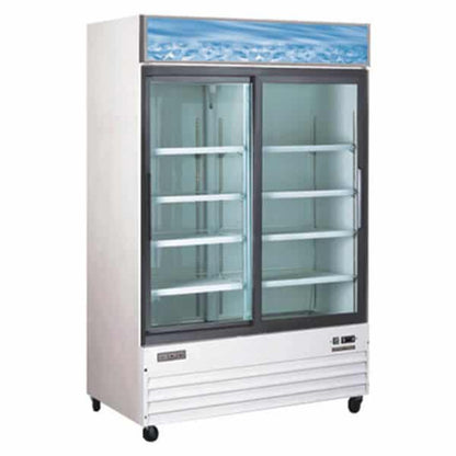 Omcan 53" White Sliding Glass Door Merchandiser Refrigerator - 45 Cu Ft - Omcan-50032