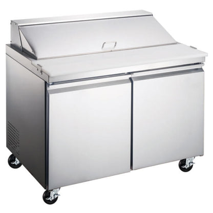 Omcan 47" 2 Door Mega Top Refrigerated Sandwich Prep Table - 9.5 Cu Ft - Omcan-50050