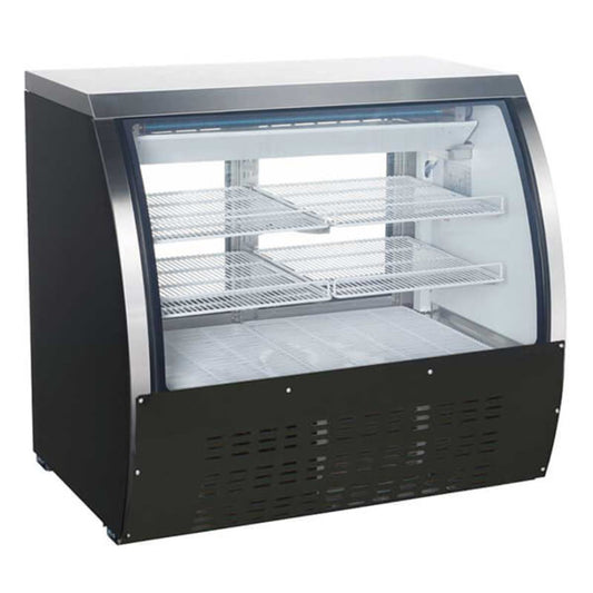 Omcan 47" Black Curved Glass Refrigerated Deli Case - Omcan-50077