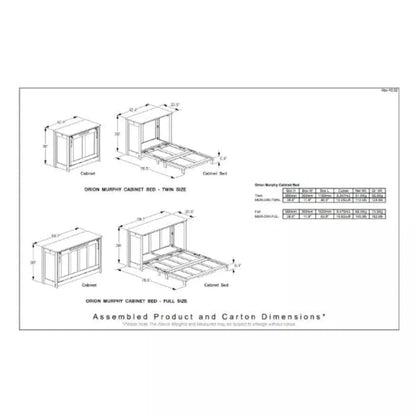 Night and Day Furniture Orion Twin/Full Murphy Cabinet Bed - MUR-ORI-FUL-CH