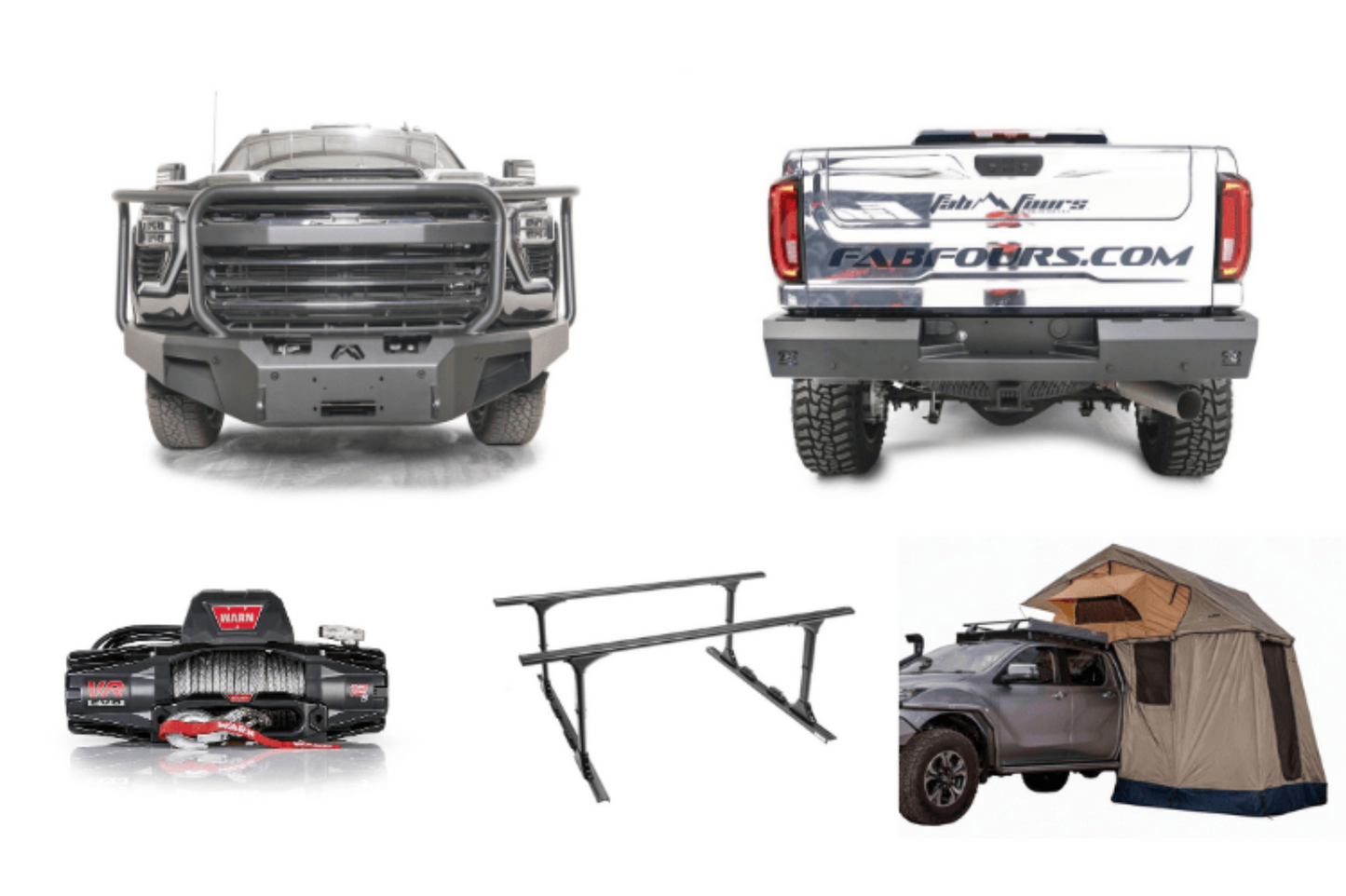 2025 Chevy Silverado 2500HD Overland Adventure Kit -  Fab Fours + Warn Winch + Truxedo Rack + ARB Rooftop Tent