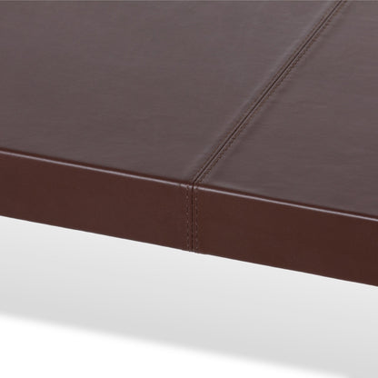Park Hill Collection Rhodes Handcrafted Leather & Brass Dining Table – Artisan Iron Design, Rustic Elegance for Your Home - EFT26321