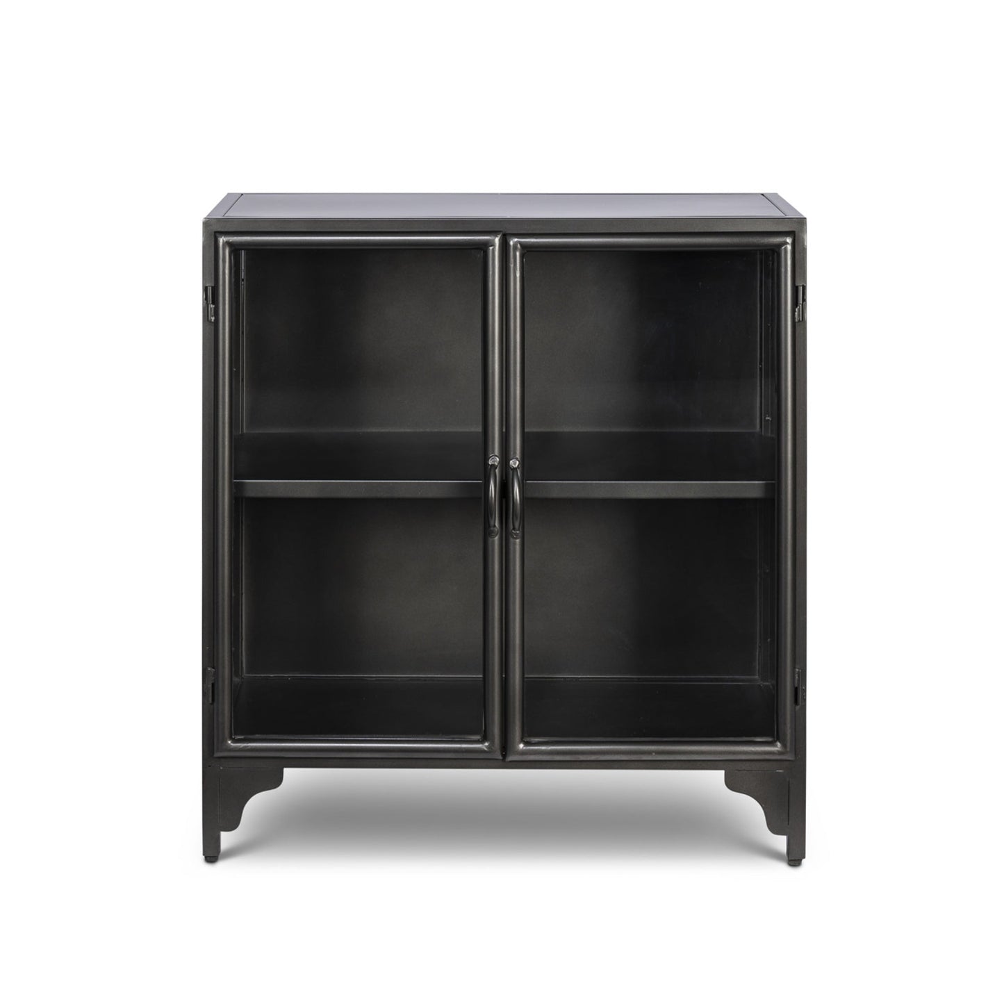 Park Hill Collection Ashton Black Metal Side Cabinet with Glass Top - EFC95718