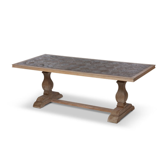 Park Hill Collection Recycled Oak and Poplar Dining Table with Interlocking Diamond Design – Durable, Stylish, Eco-Friendly - EFT26070