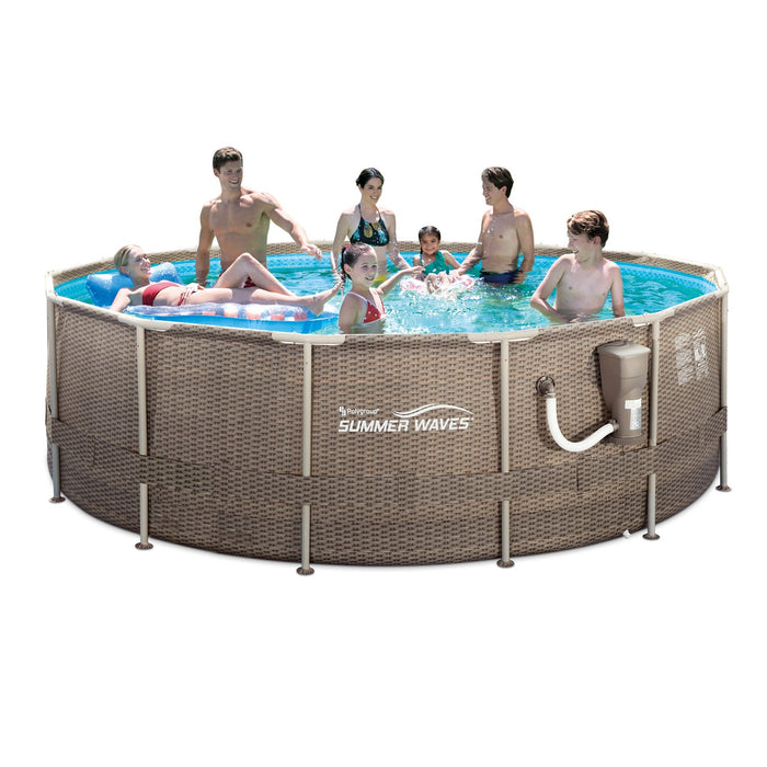 Summer Waves P20014482 14Ft x 48In Round Frame Above Ground Swimming Pool Set - 252979