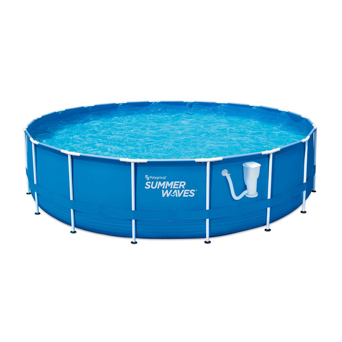 Summer Waves Active 18 Foot Metal Frame Above Ground Pool Set with Filter Pump - 202919