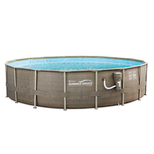 Summer Waves 18ft x 48in Elite Frame Swimming Pool with Exterior Wicker Print - 137378