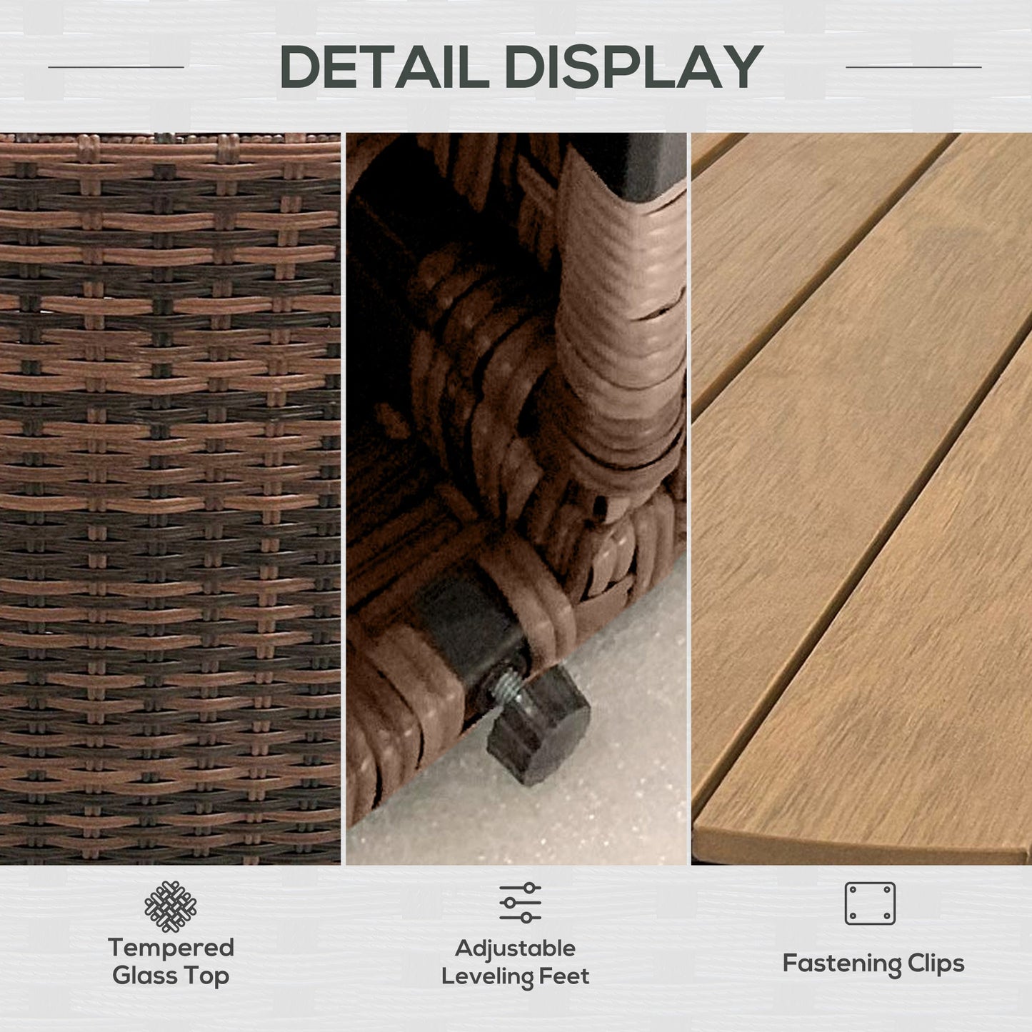 Outsunny 8PC Outdoor Conversation Set w/ 4 Rattan Sofa Chairs, 4 Tables & Umbrella Hole, Mixed Brown - 860-310V00MB