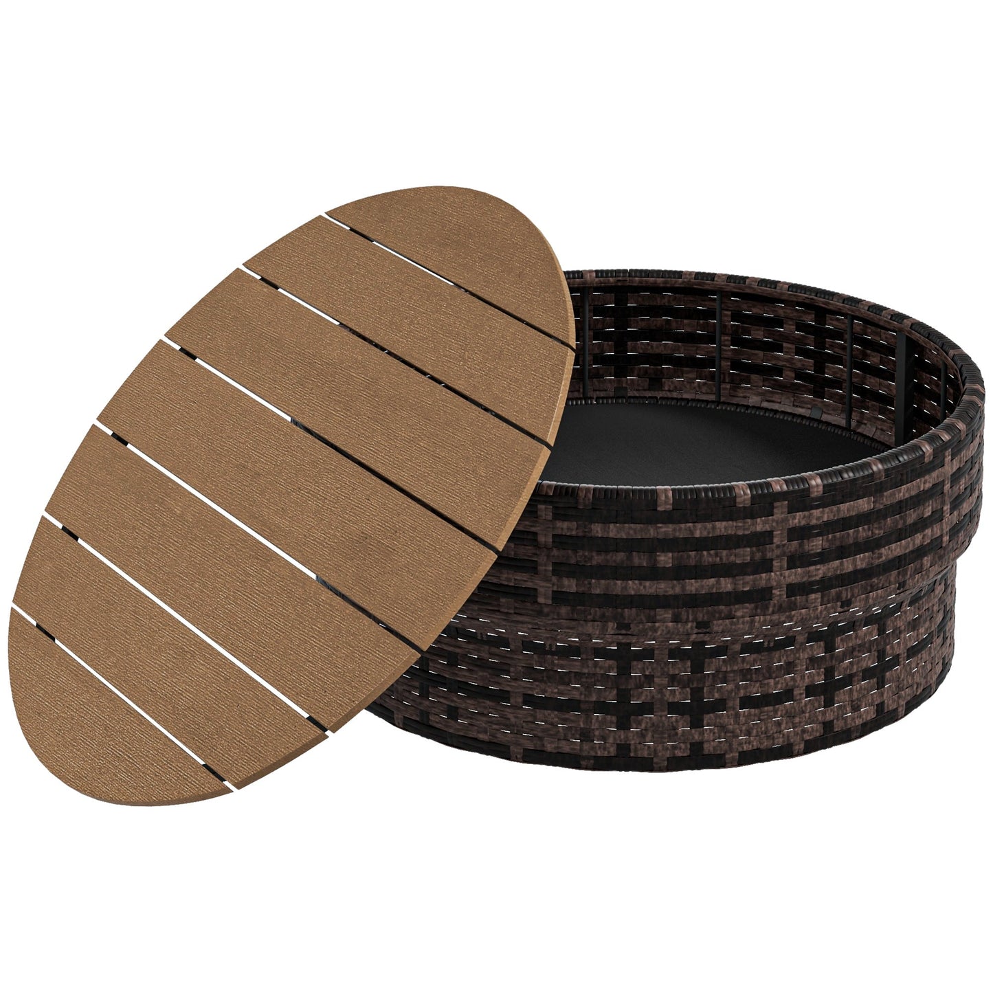 Outsunny 8PC Outdoor Conversation Set w/ 4 Rattan Sofa Chairs, 4 Tables & Umbrella Hole, Mixed Brown - 860-310V00MB