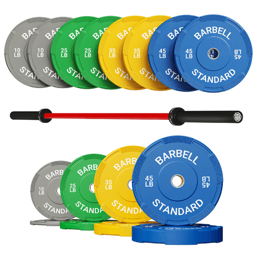 Mikolo Fitness 7FT Barbell & 460LBS Bumper/Iron Set - HP-wp-460-r