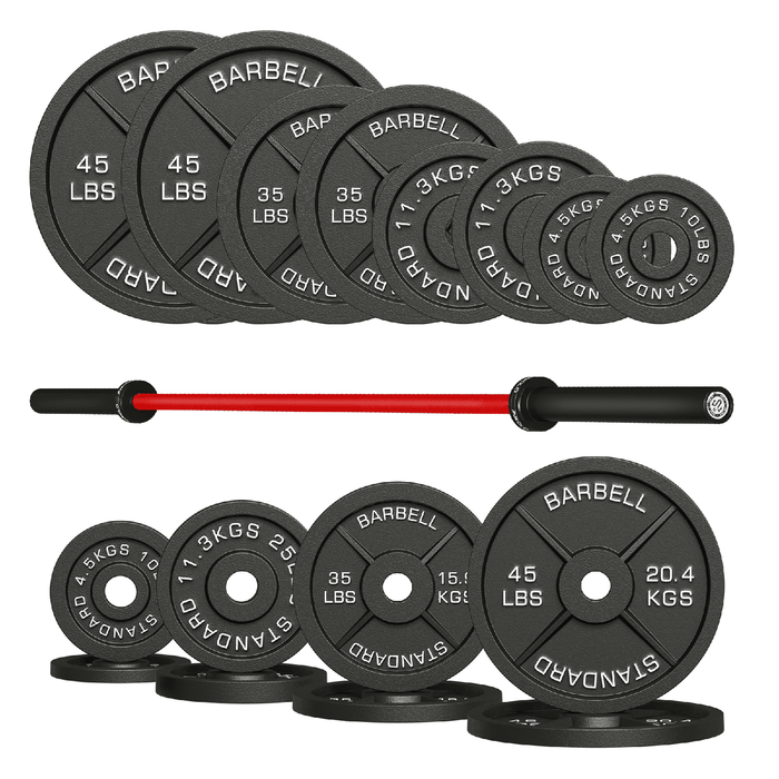 Mikolo Fitness 7FT Barbell & 460LBS Bumper/Iron Set - HP-wp-460-r