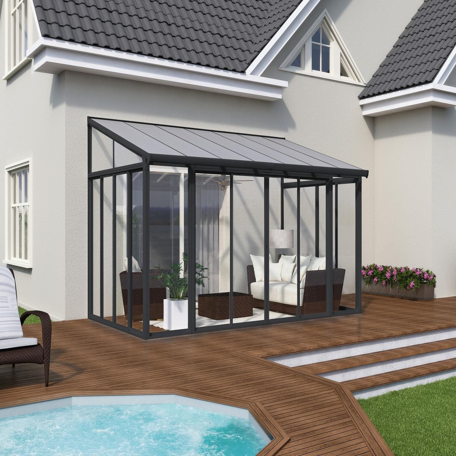 Palram Canopia | SanRemo 10x14 ft Patio Enclosure Gray/Clear - HG9064