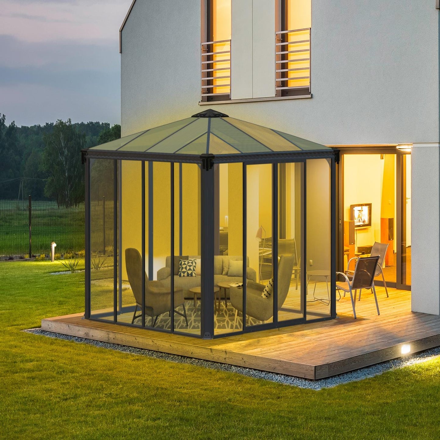 Palram - Canopia | Ledro Enclosed Gazebo - Gray - HG9190