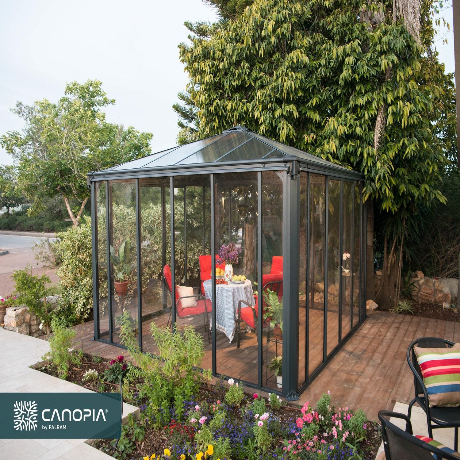 Palram Canopia | Ledro 12x12 ft Enclosed Gazebo Gray/Bronze - HG9192