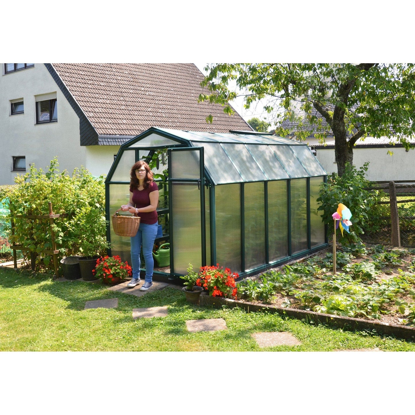 Palram - Canopia | EcoGrow Greenhouse Kit - 6 Ft Wide - Green With 6mm Twin-wall Polycarbonate Glazing - HG7006