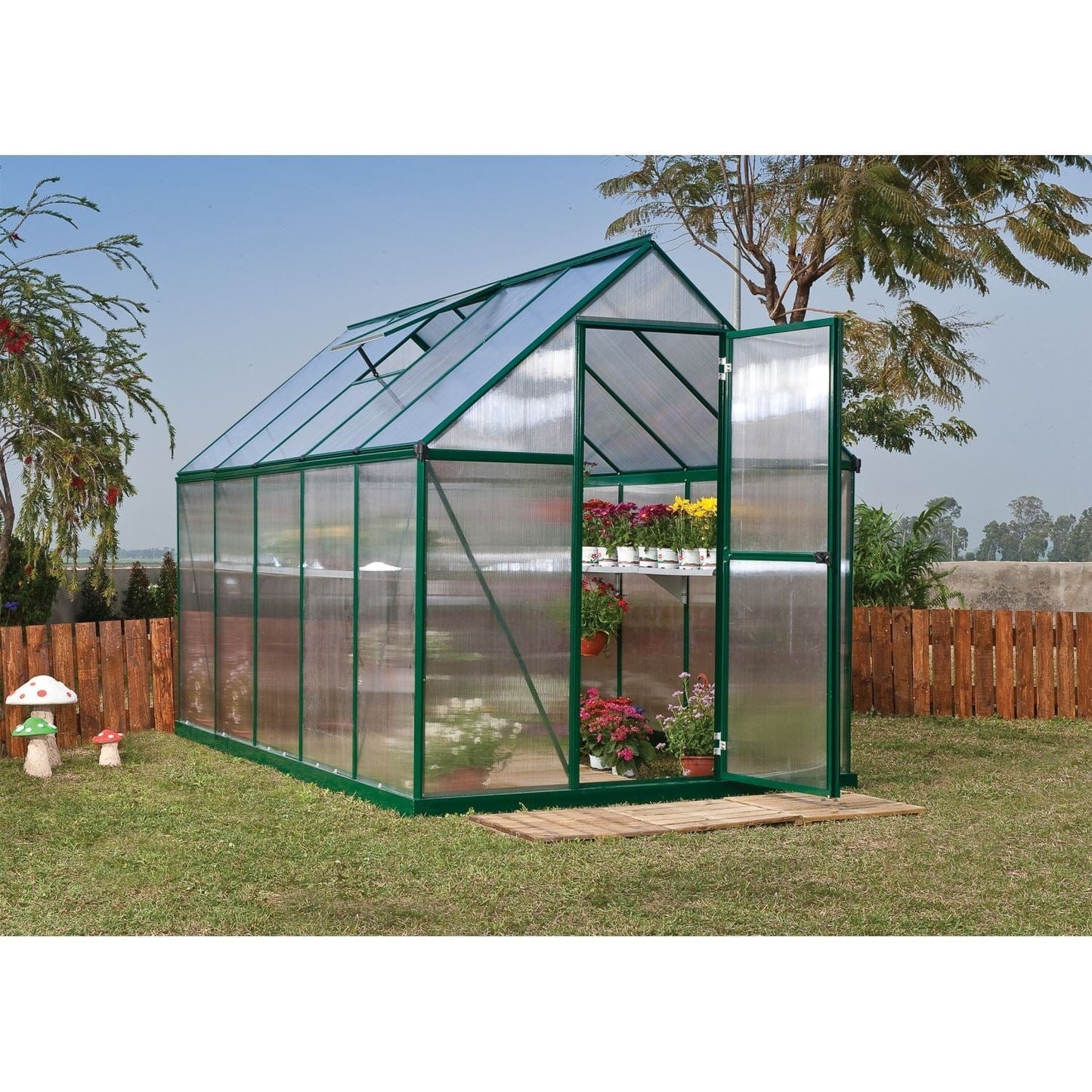 Palram - Canopia | Mythos Greenhouse Kit - 6 Ft Wide - Green With 4mm Twin-wall Polycarbonate Glazing - HG5005G