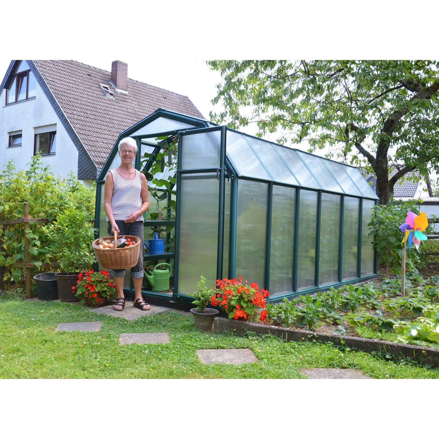 Palram - Canopia | EcoGrow Greenhouse Kit - 6 Ft Wide - Green With 6mm Twin-wall Polycarbonate Glazing - HG7006