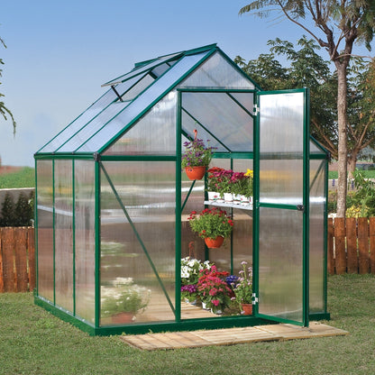 Palram - Canopia | Mythos Greenhouse Kit - 6 Ft Wide - Green With 4mm Twin-wall Polycarbonate Glazing - HG5005G