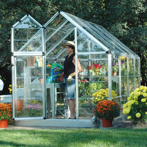 Palram Canopia | Snap & Grow Greenhouse Kit 6ft Wide Silver With 0.8mm Polycarbonate Glazing - HG6008