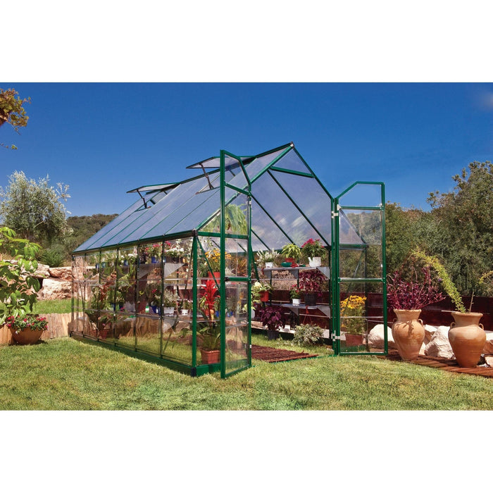 Palram Canopia | Balance Greenhouse Kit 8 Ft Wide Green With 0.8mm Polycarbonate Glazing - HG6108G