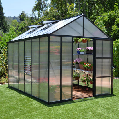 Palram - Canopia | Glory Premium Greenhouse Kit 8 Ft Wide - Gray With 10mm Twin-wall Polycarbonate Glazing - HG5608