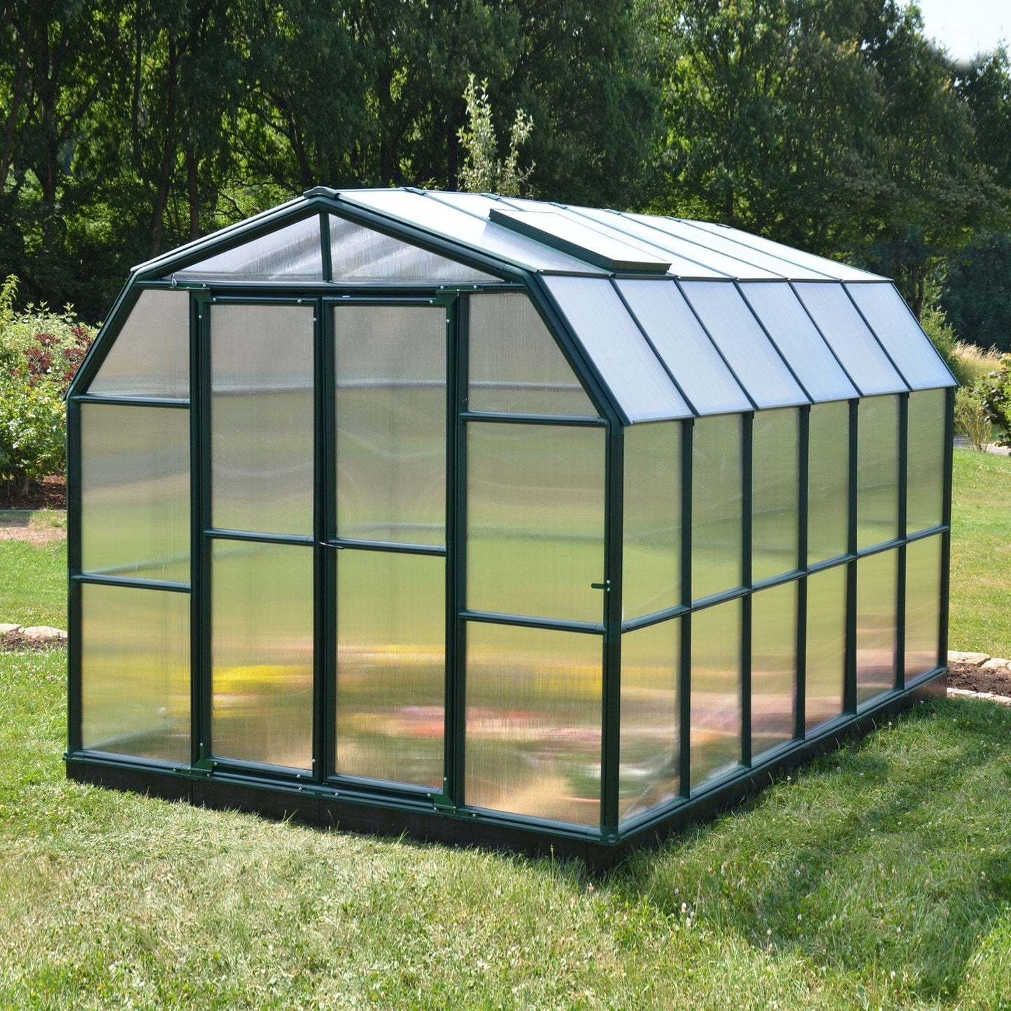 Palram - Canopia | Grand Gardener Greenhouse Kit - 8 Ft Wide - Green - 6mm Twin-wall Polycarbonate Glazing - HG7208