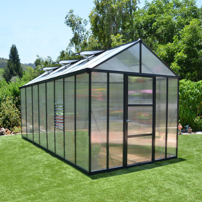 Palram - Canopia | Glory Premium Greenhouse Kit 8 Ft Wide - Gray With 10mm Twin-wall Polycarbonate Glazing - HG5608
