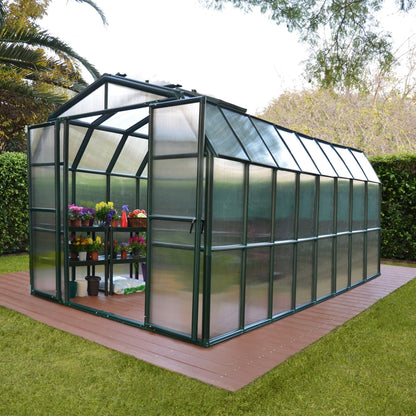 Palram - Canopia | Grand Gardener Greenhouse Kit - 8 Ft Wide - Green - 6mm Twin-wall Polycarbonate Glazing - HG7208