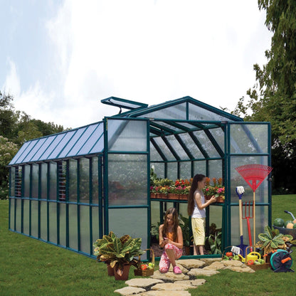 Palram - Canopia | Grand Gardener Greenhouse Kit - 8 Ft Wide - Green - 6mm Twin-wall Polycarbonate Glazing - HG7208