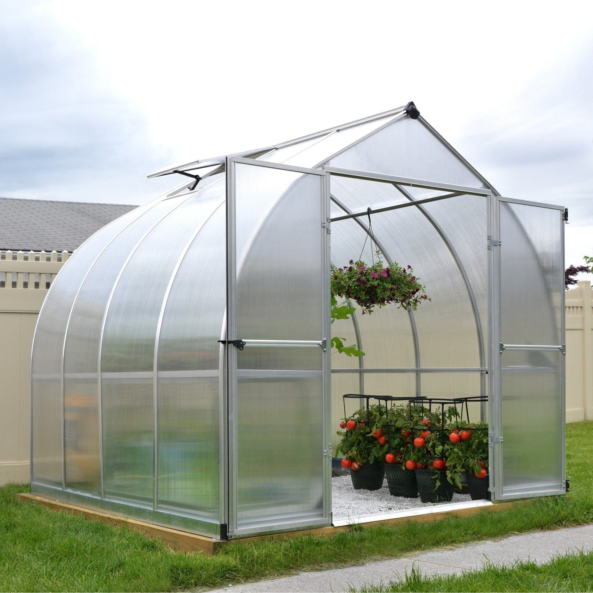 Palram Canopia | Bella Greenhouse 8 Ft Wide - Silver With 6mm Twin-wall Polycarbonate Glazing - HG5408