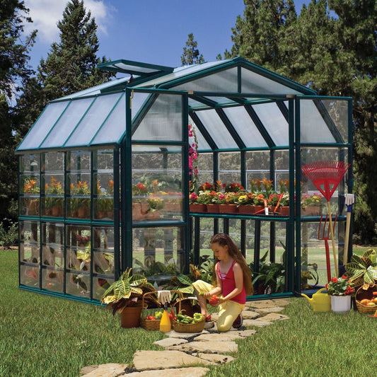 Palram Canopia | Grand Gardener Greenhouse Kit 8 Ft Wide Clear With 0.8mm Polycarbonate Glazing - HG7208C