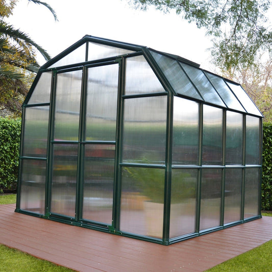 Palram Canopia | Grand Gardener Greenhouse Kit 8 Ft Wide Green With 6mm Twin-wall Polycarbonate Glazing - HG7208