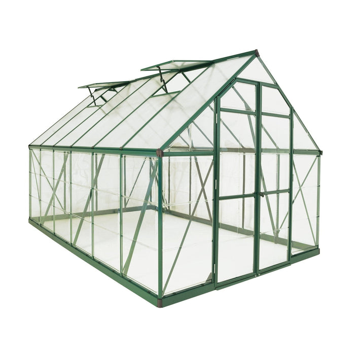 Palram Canopia | Balance Greenhouse Kit 8 Ft Wide Green With 0.8mm Polycarbonate Glazing - HG6108G