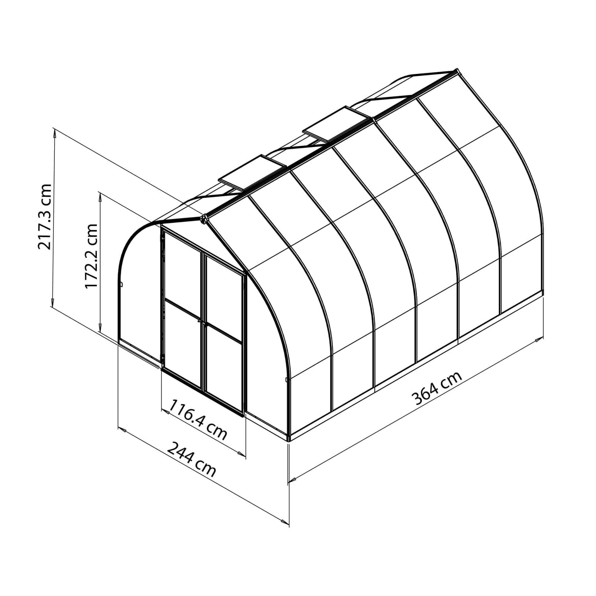 Garden Igloo Palram Canopia Bella Greenhouse 8 Ft Wide - Silver With 6mm Twin-wall Poly-carbonate Glazing