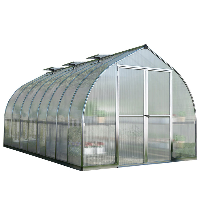 Garden Igloo Palram Canopia Bella Greenhouse 8 Ft Wide - Silver With 6mm Twin-wall Poly-carbonate Glazing