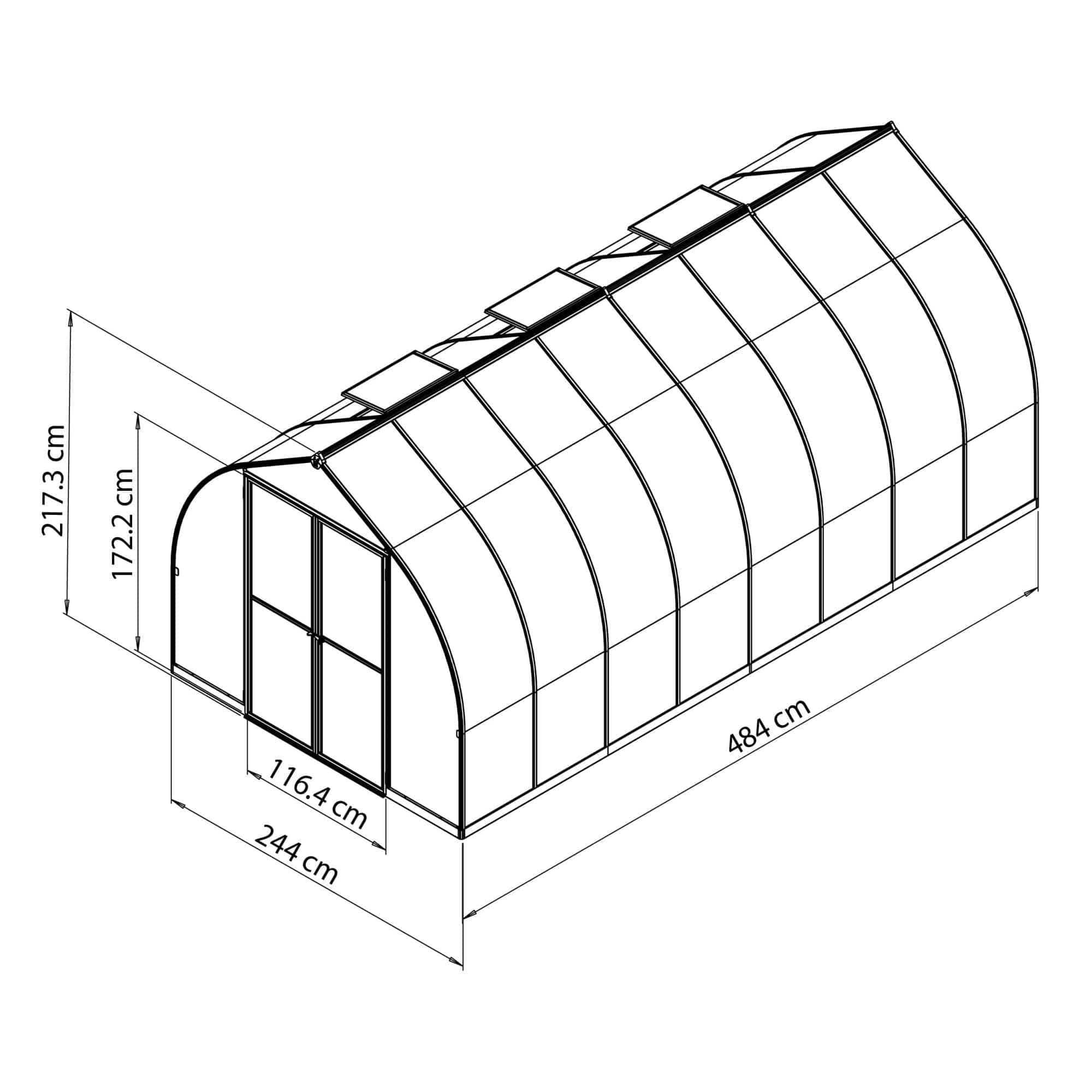 Garden Igloo Palram Canopia Bella Greenhouse 8 Ft Wide - Silver With 6mm Twin-wall Poly-carbonate Glazing