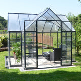 Palram Canopia | 12x10 Ft Chalet Greenhouse Kit Gray With 0.8mm Polycarbonate Glazing - HG5400