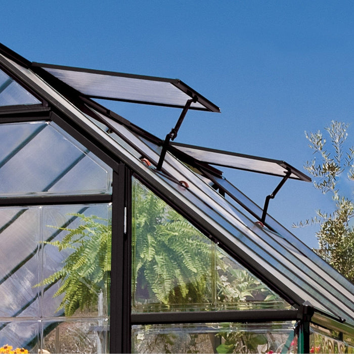 Palram Canopia | 12x10 Ft Chalet Greenhouse Kit Gray With 0.8mm Polycarbonate Glazing - HG5400