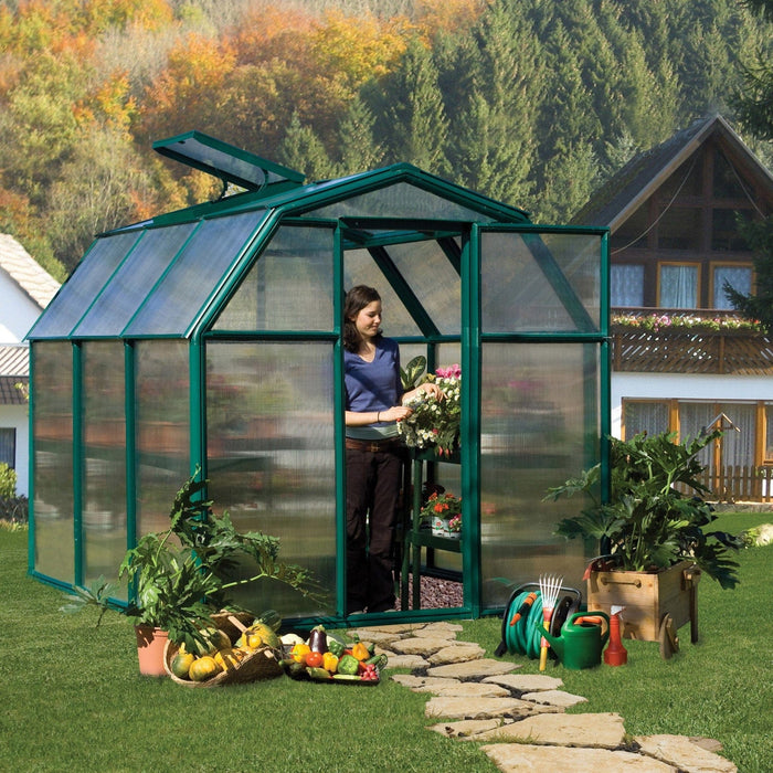 Palram Canopia | EcoGrow Greenhouse Kit - 6 Ft Wide - Green With 6mm Twin-wall Polycarbonate Glazing - HG7006