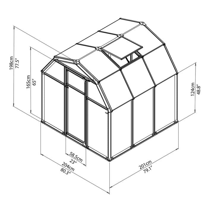 Palram Canopia | EcoGrow Greenhouse Kit - 6 Ft Wide - Green With 6mm Twin-wall Polycarbonate Glazing - HG7006