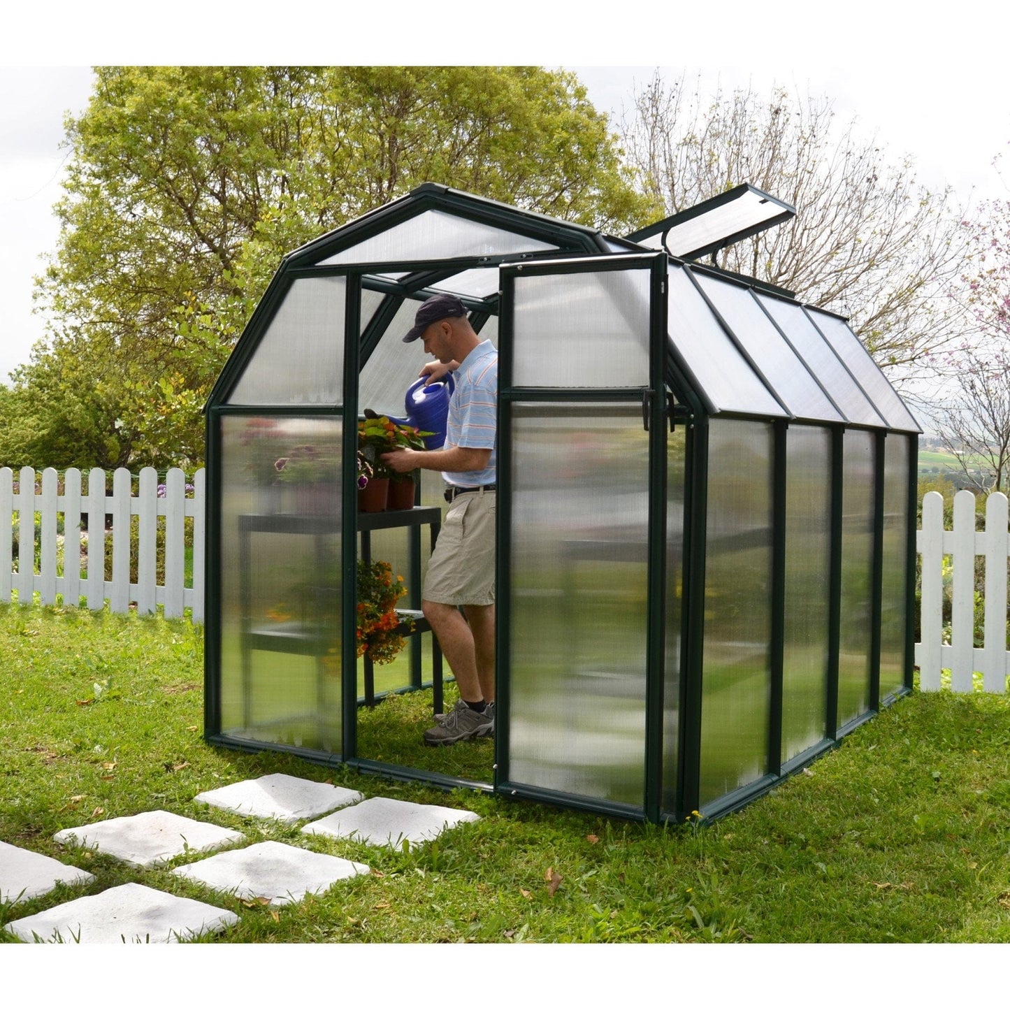 Palram - Canopia | EcoGrow Greenhouse Kit - 6 Ft Wide - Green With 6mm Twin-wall Polycarbonate Glazing - HG7006