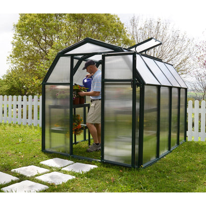 Palram - Canopia | EcoGrow Greenhouse Kit - 6 Ft Wide - Green With 6mm Twin-wall Polycarbonate Glazing - HG7006